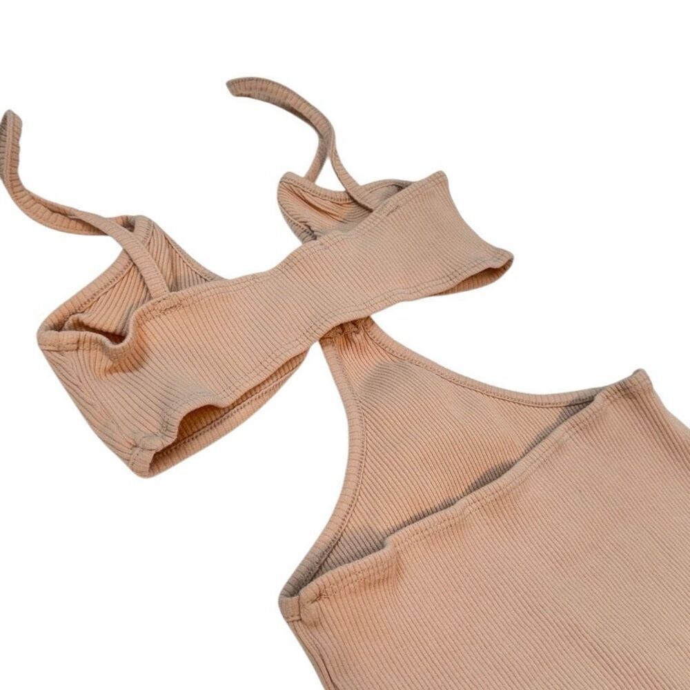 Amable Cutout Serita Ribbed Dress Bodycon Mini in Tan M - Picture 6 of 11